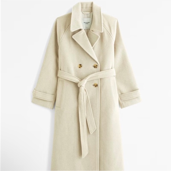 Abercrombie & Fitch Trench Coat Long Coat Tan - Picture 2 of 11
